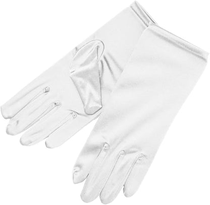 Shiny Stretch Satin Dress Gloves Wrist Length 2BL Over 12 years old