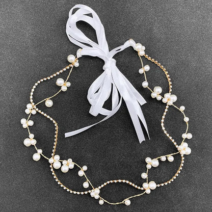 Women's Gold Vine Bridal Headband - Elegant Wedding Hair Accessory with Faux Pearls, Sparkling Rhinestones, Rhinestone Trim, Jewelry Care Instructions, Default Western Bridal Headwear (no)