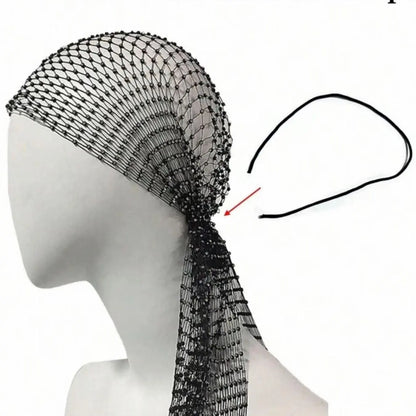 Rhinestone Fishnet Elastic Hairband, Glittering Mesh Veil Headpiece for Women, Bridal Headband, Fashion Accessory for Daily Wedding Party Dance