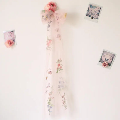 Botanical bow veil, Veil alternative, Unique veil, Embroidered flowers with names veil, Bachelorette bow, Bridal shower hair