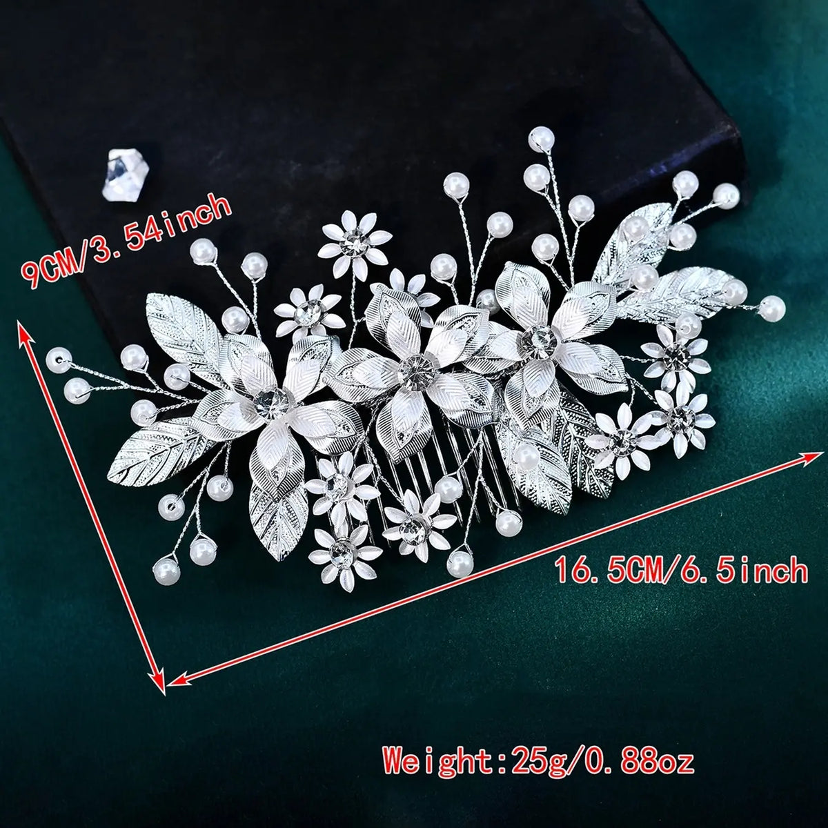 Elegant Handmade Handcrafted Alloy Flower Faux Pearl Hair Comb, Pearl Imitation, Bridal Wedding Bride Accessory, Party Dance Perfect Match, Women Festival Gathering Hairstyle Decor, All Seasons