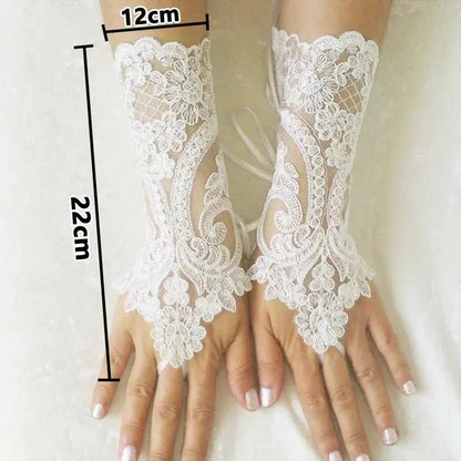 Women's High-Quality Lace Trim Fingerless Gloves - Fashion Accessory for Weddings, Girl Party Events