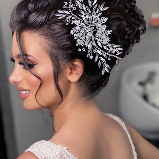 Rhinestone Decorated Bridal Headwear Tiara, Elegant Snowflake Design Hair Accessories for Wedding Bridal Party Formal Occasions, Fashion Hair Accessories for Women