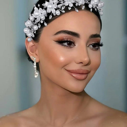 Elegant Pearl Rhinestone Bridal Headband, Perfect for Weddings Birthdays Parties Daily Wear Vacation, Fashionable High-End Hair Accessory