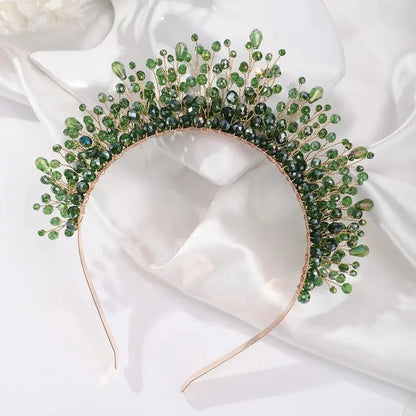9-Color Crystal Bridal Crown Headband, Silver Bedazzled Diamond Accent Hairpiece, Handmade Luxury Hair Accessory for Brides (Bridal Shower, Ceremony, Birthday, Pink Headbands Option), Bedazzled Diamond Accent Headbands