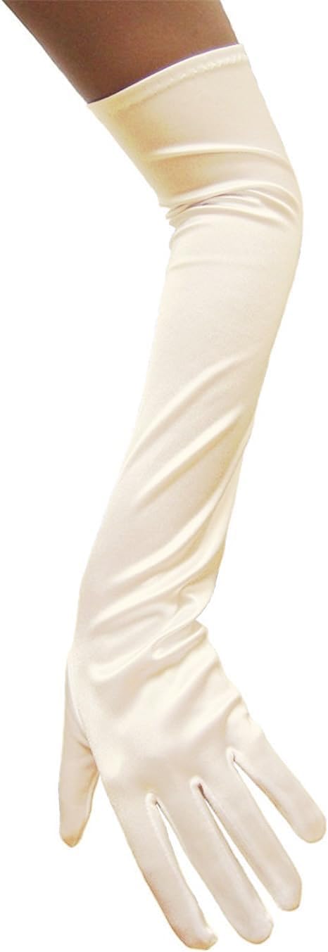 Long Opera Satin Gloves for Women Costume Elbow Length 1920s Dress, 21 inch