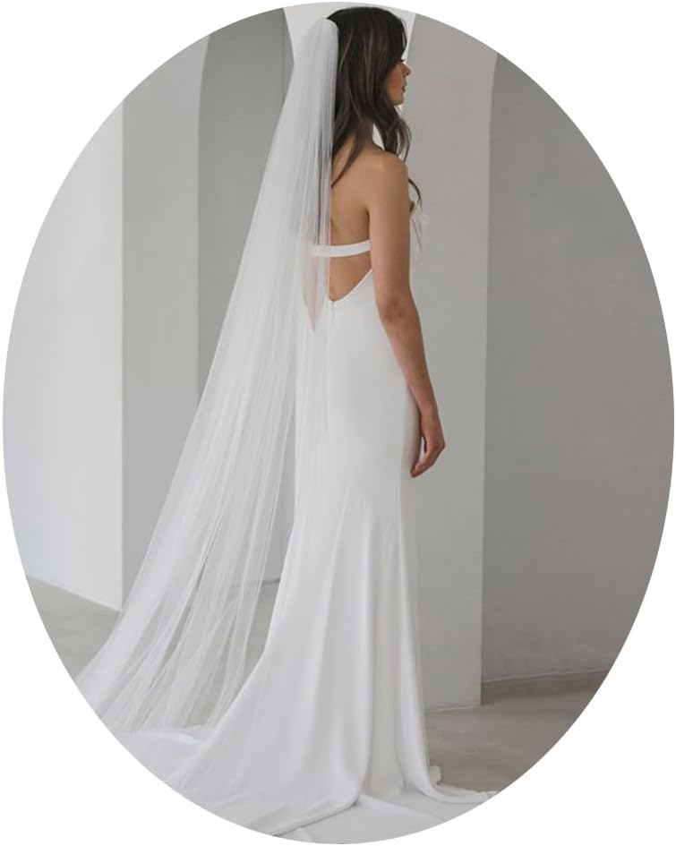 Foyte Cathedral Length Veil Bride Wedding Veils 1 Tier Bridal Long Tulle Chapel Veils for Women