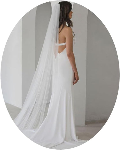 Foyte Cathedral Length Veil Bride Wedding Veils 1 Tier Bridal Long Tulle Chapel Veils for Women