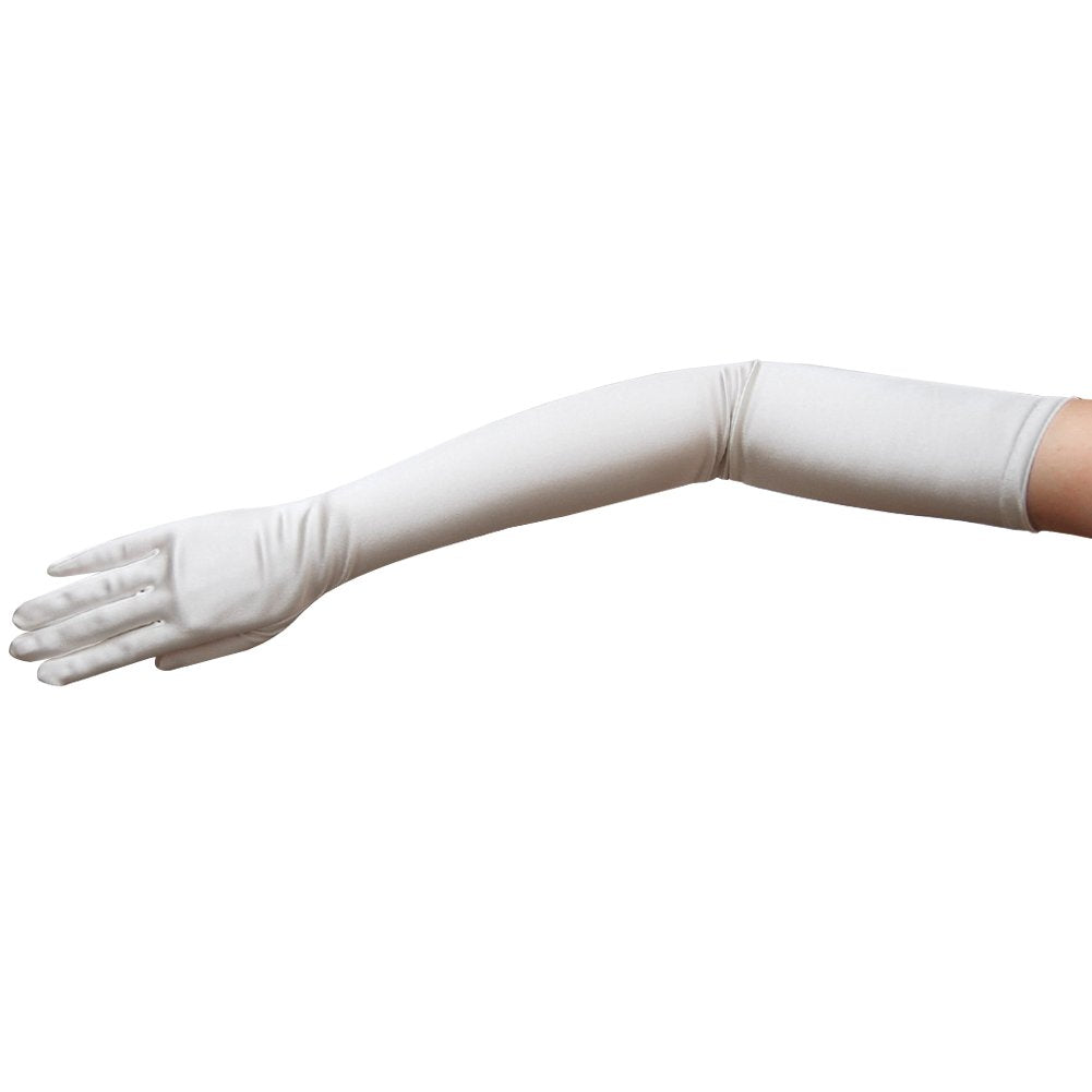 23.5" Long Shiny Stretch Satin Dress Gloves Opera Length 16BL