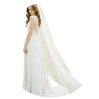 Unsutuo Wedding Veil Comb Bridal Cathedral Veil 1 Tier Drop Veil Wedding Hair Comb for Brides, 118 Inches