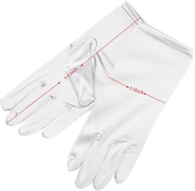 Shiny Stretch Satin Dress Gloves Wrist Length 2BL Over 12 years old
