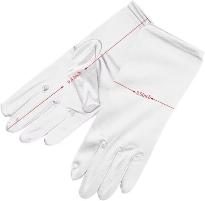Shiny Stretch Satin Dress Gloves Wrist Length 2BL Over 12 years old