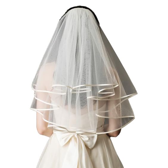 White Short Wedding Veil Pearl Rhinestone Bride Veils Bridal Veils Bachelorette Party Veil for Brides and Women