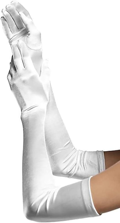 SACASUSA 23" Extra Long Super Stretch Over the Elbow Party Bridal Dance Sexy Satin Gloves A-Grade Quality 16BL 58cm
