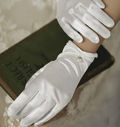 Gionforsy Floral Lace Gloves for Bridal Elegant Short Wrist Opera Gloves