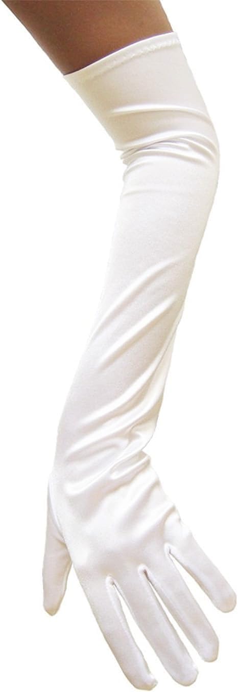 Long Opera Satin Gloves for Women Costume Elbow Length 1920s Dress, 21 inch