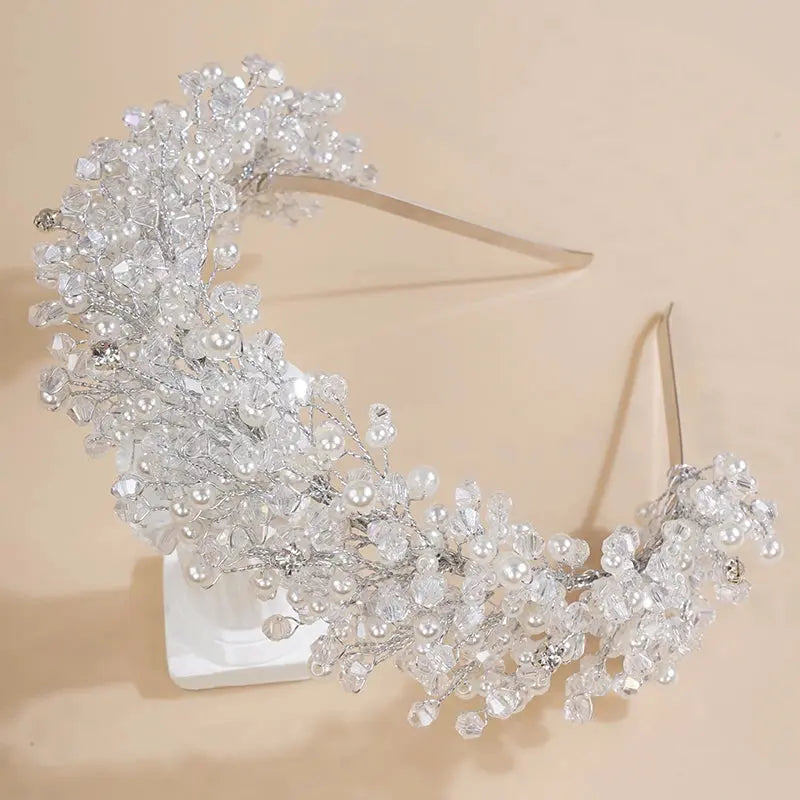 Luxury Pearl Crystal Bridal Tiara Headband