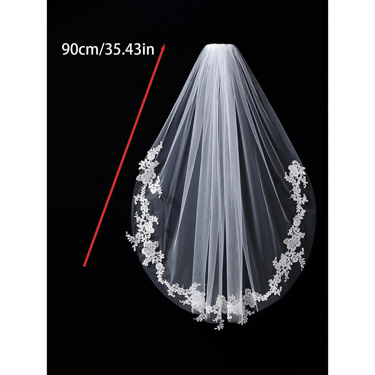 U-Shape Floral Lace Wedding Veil, Breathable Soft Hair Comb, Elegant Bride Headpiece, Versatile for Parties and Bridal Gowns