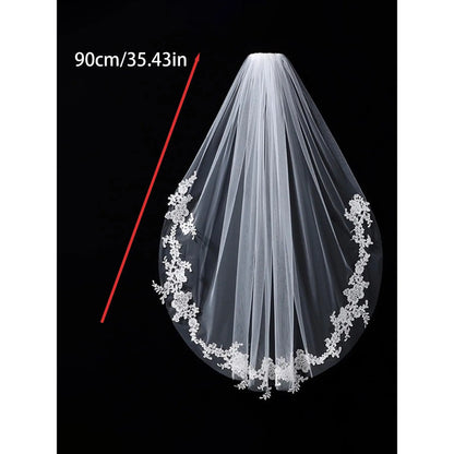 U-Shape Floral Lace Wedding Veil, Breathable Soft Hair Comb, Elegant Bride Headpiece, Versatile for Parties and Bridal Gowns