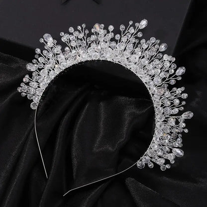 9-Color Crystal Bridal Crown Headband, Silver Bedazzled Diamond Accent Hairpiece, Handmade Luxury Hair Accessory for Brides (Bridal Shower, Ceremony, Birthday, Pink Headbands Option), Bedazzled Diamond Accent Headbands