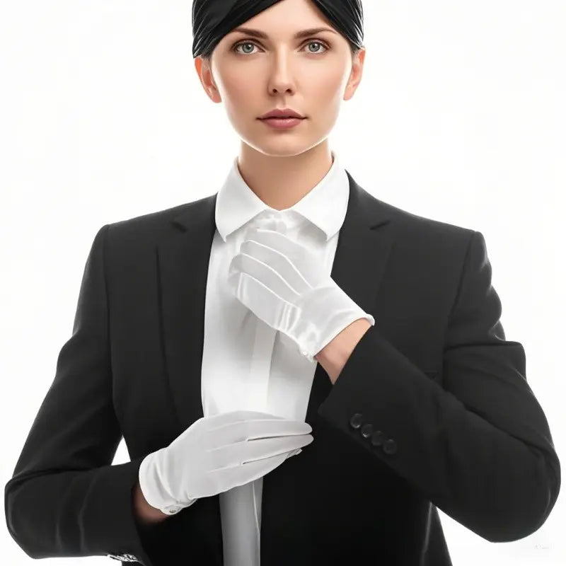 1 Pair White Elegant Formal Gloves, Polyester Dress Gloves for Party Performance Swing Dance Jewelry Care