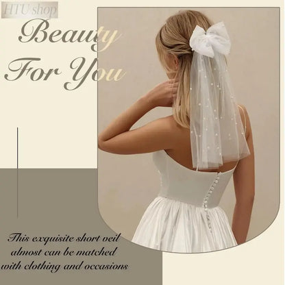Women's Layered Butterfly Decor Bridal Hairpin - 1 Count Tulle Bow Trailing Accessory with Plastic & Stainless Steel Parts, for Bride Veil, Formal Occasions, Wedding Ceremony (Fits Trailing, Bow Veils)