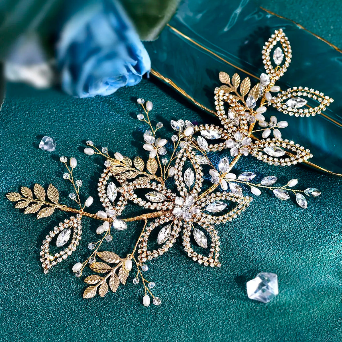 Luxury Leaf Design Headband, Fashionable Rhinestone Decorated Hair Accessories for Wedding Bridal Party Formal Occasions, Elegant Hair Accessories for Women