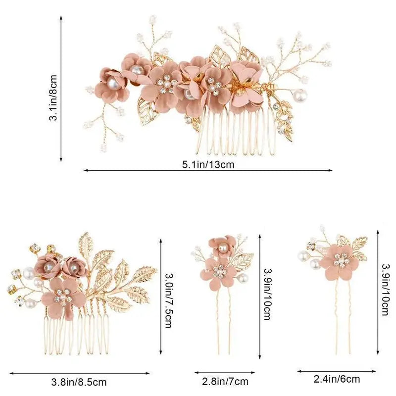 Korean-Style Bridal Wedding Hair Accessories, Blue, Purple, Pink, and White Fresh-Style Hair Combs, Girls' Bridesmaid Hair Accessories
