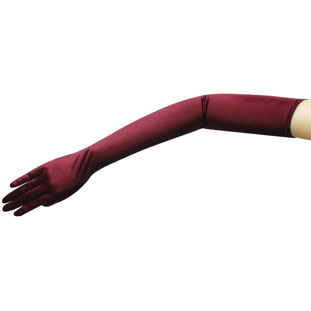 23.5" Long Shiny Stretch Satin Dress Gloves Opera Length 16BL