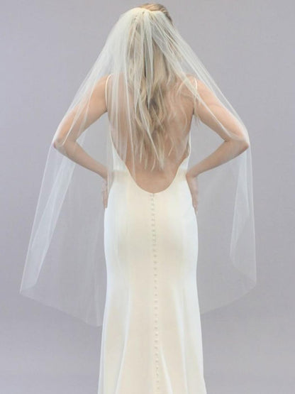 1 Tier Bride Wedding Veils Fingertip Bridal Veil Tulle Veils with Comb for Brides and Women