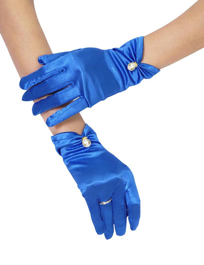 QRBTSCL Women's Short Satin Gloves for Wedding Tulle Tea Party Gloves