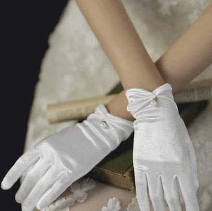 Gionforsy Floral Lace Gloves for Bridal Elegant Short Wrist Opera Gloves