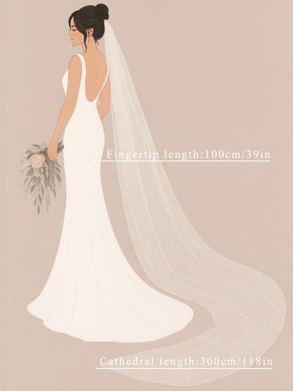 Foyte Cathedral Length Veil Bride Wedding Veils 1 Tier Bridal Long Tulle Chapel Veils for Women