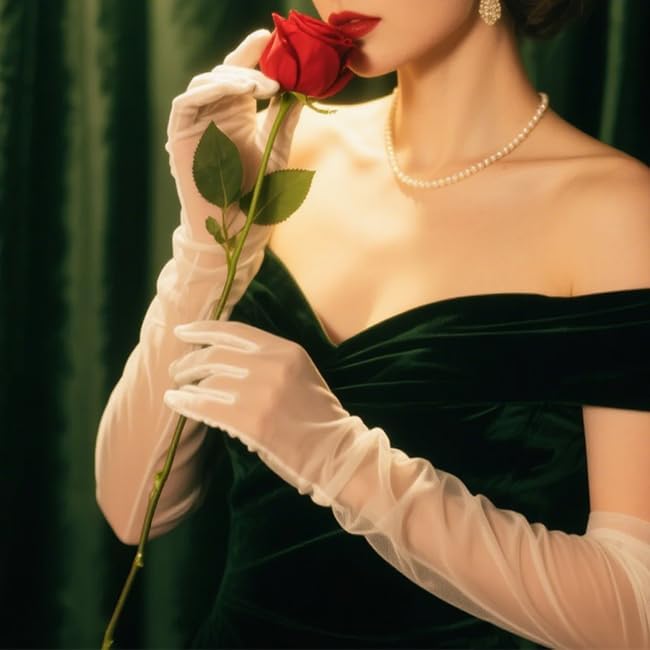 THARAHT Women Long Sheer Gloves Tulle Mesh Gloves Suitable For 1920s Opera Tea Party Attire And Bridal Evening Gowns