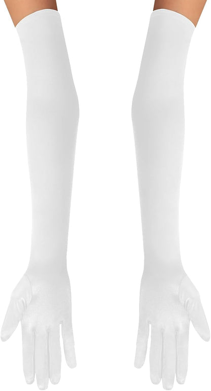 Garma Long Opera Gloves Women Formal, 1920s Satin Wedding Bridal Princess Dress For Women, Elbow Length 20inch
