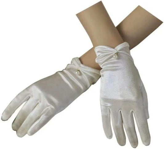 Satin Wedding Dress for Women Opera Party 1920s Gloves Wrist Length Gloves