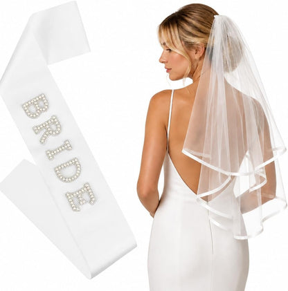 Chanaco Bride to Be Sash Bachelorette Party Favors Decorations Wedding Accessories White Veil Bridal Shower Sashes Gifts