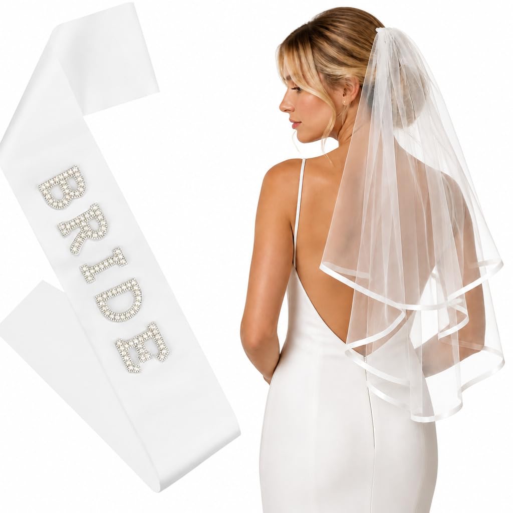 Chanaco Bride to Be Sash Bachelorette Party Favors Decorations Wedding Accessories White Veil Bridal Shower Sashes Gifts