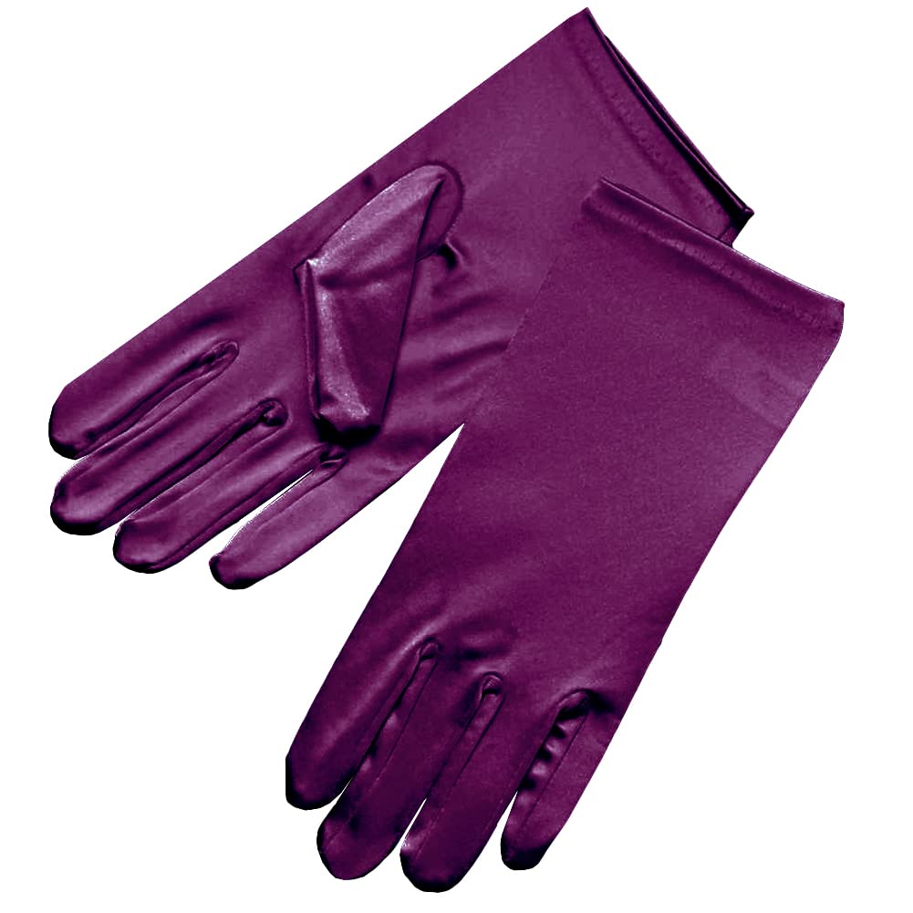 Shiny Stretch Satin Dress Gloves Wrist Length 2BL Over 12 years old