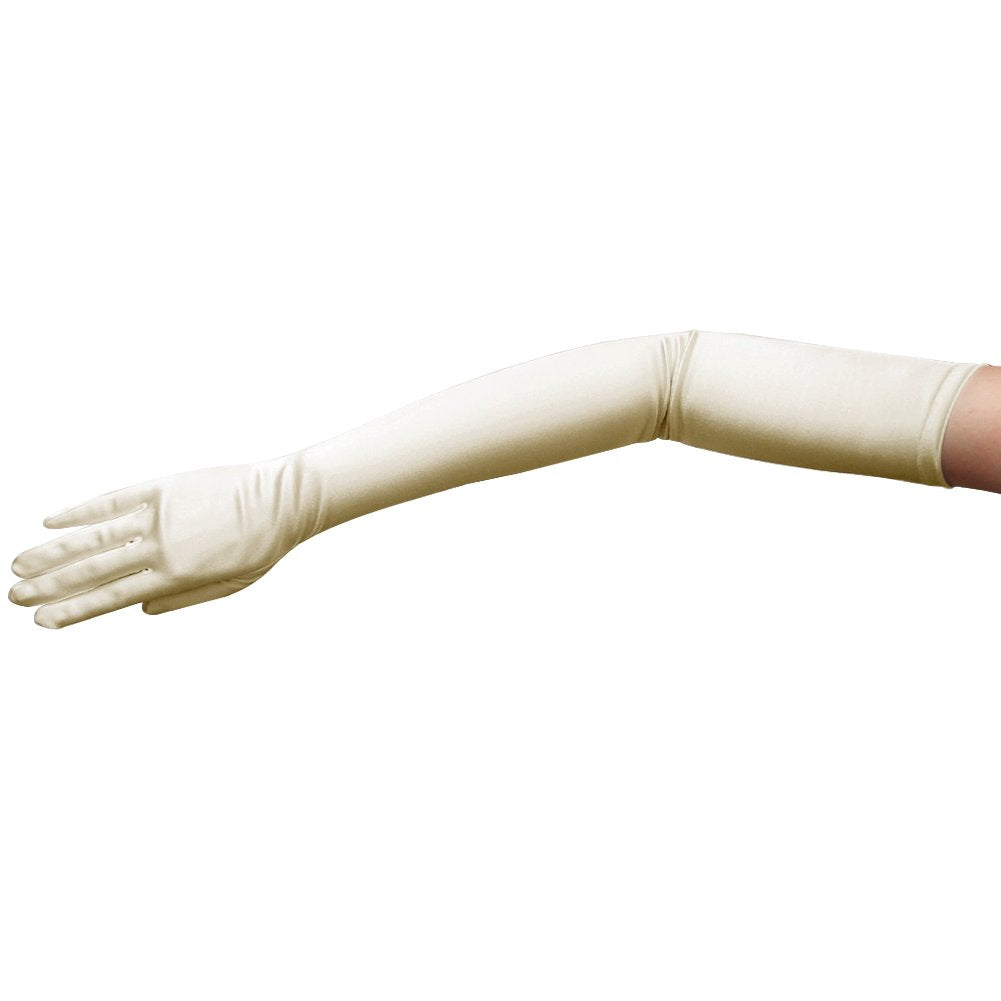 23.5" Long Shiny Stretch Satin Dress Gloves Opera Length 16BL