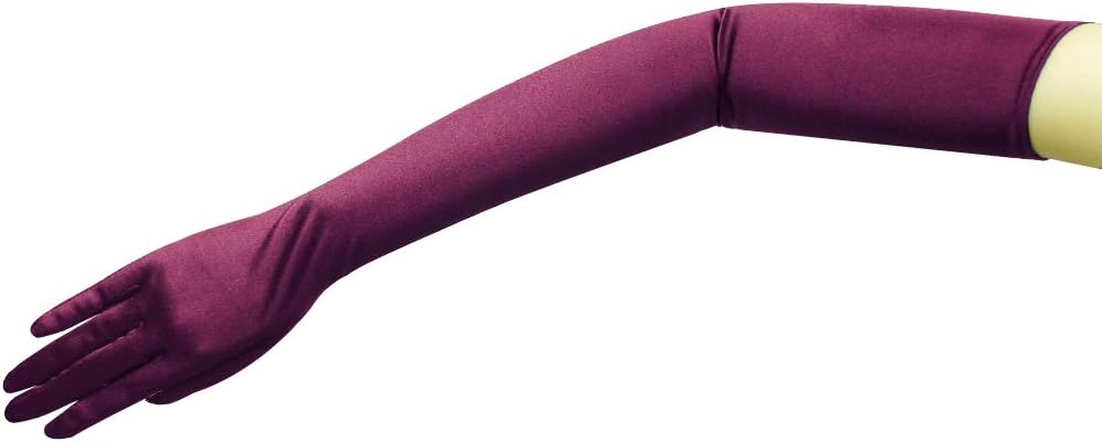 23.5" Long Shiny Stretch Satin Dress Gloves Opera Length 16BL