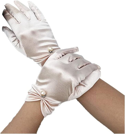 Satin Wedding Dress for Women Opera Party 1920s Gloves Wrist Length Gloves