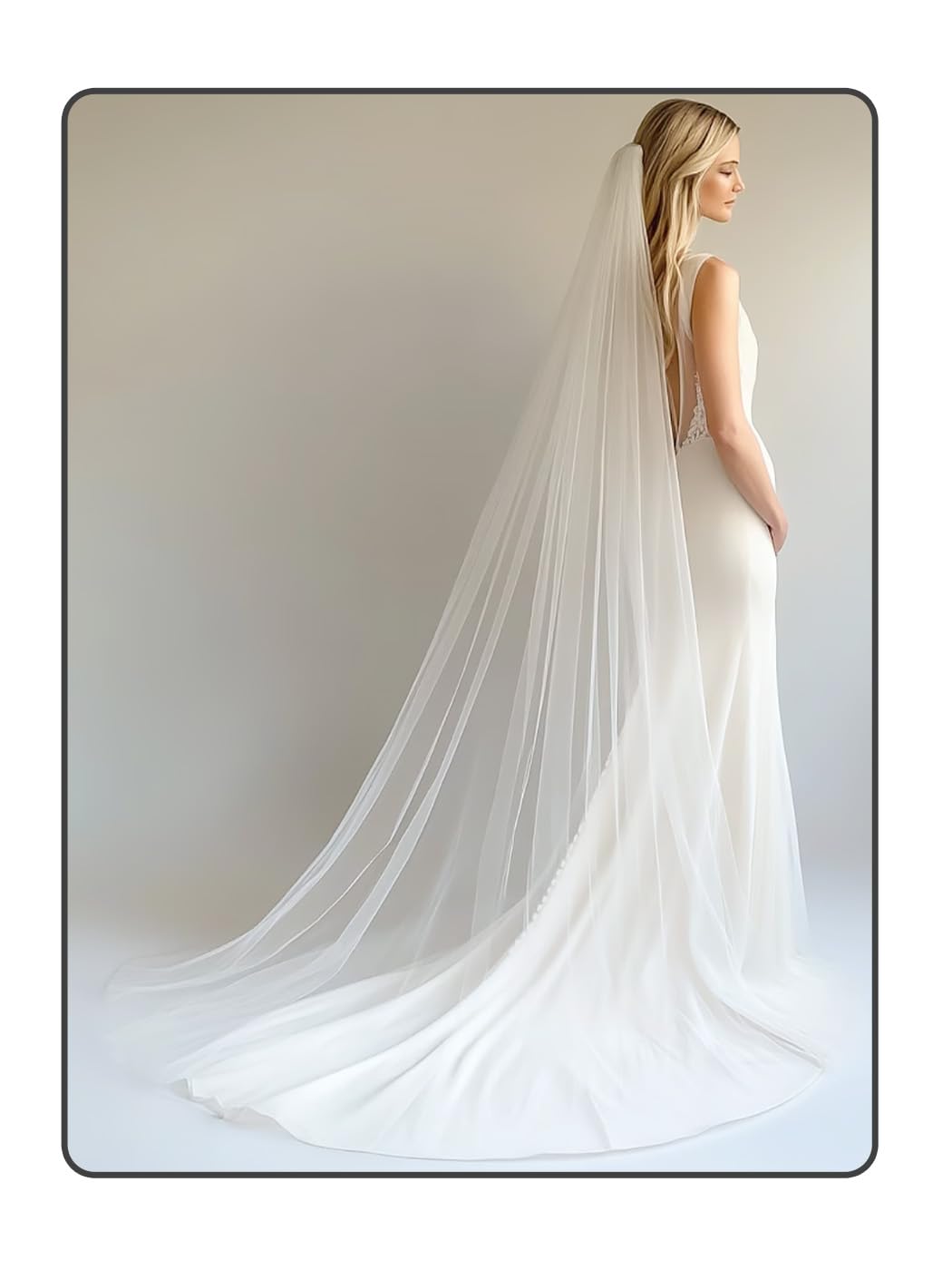 Foyte Cathedral Length Veil Bride Wedding Veils 1 Tier Bridal Long Tulle Chapel Veils for Women