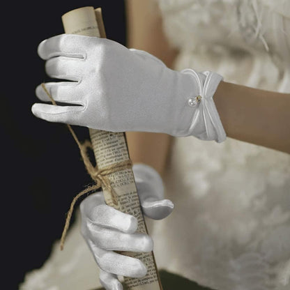 Gionforsy Floral Lace Gloves for Bridal Elegant Short Wrist Opera Gloves