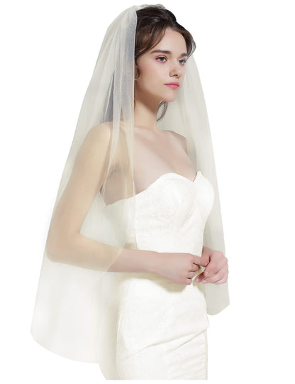 BEAUTELICATE Wedding Bridal Veil with Comb 1 Tier Cut Edge Fingertip&Cathedral Length
