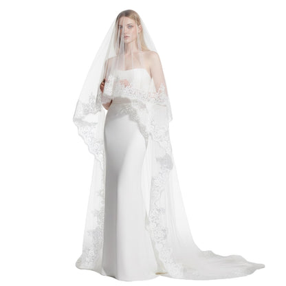 Cathedral Length Wedding Veil Lace Soft Tulle with Comb