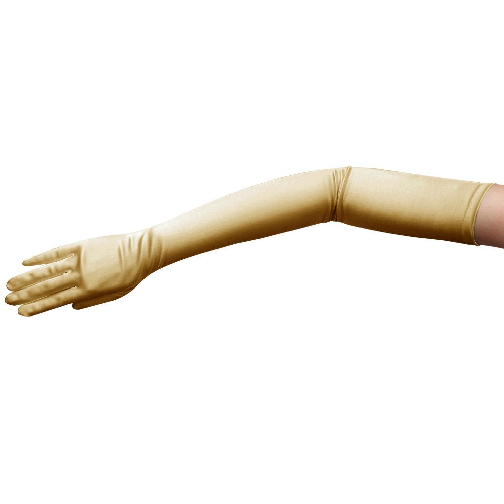23.5" Long Shiny Stretch Satin Dress Gloves Opera Length 16BL