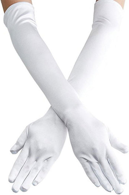 Long Opera Satin Gloves for Women Costume Elbow Length 1920s Dress, 21 inch