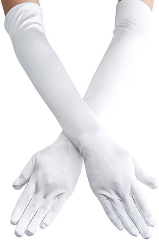 Long Opera Satin Gloves for Women Costume Elbow Length 1920s Dress, 21 inch