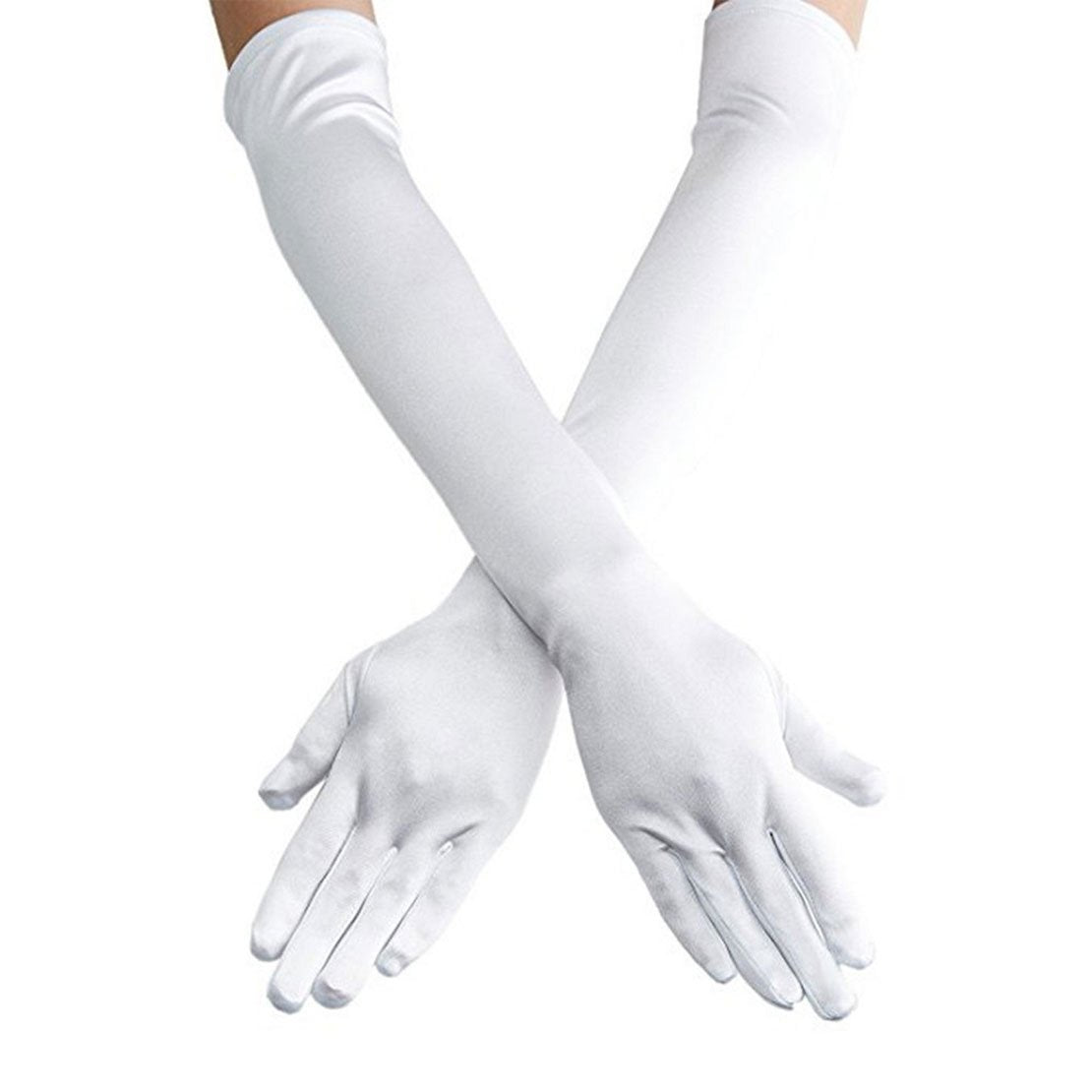 Long Opera Satin Gloves for Women Costume Elbow Length 1920s Dress, 21 inch